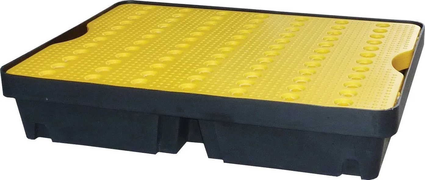 Topserw Auffangwanne mit gelbem Gitterrost, Fassungsvermögen 40 l, Maße 800 x 600 x 155 mm