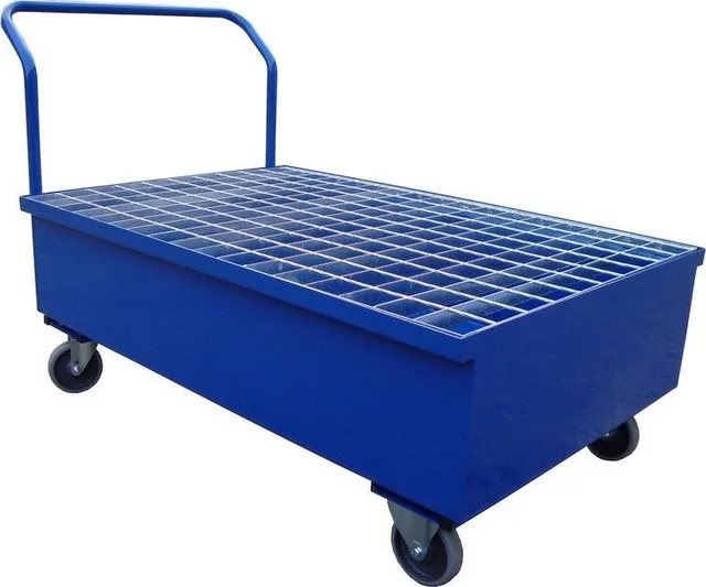 WiZ Stalowa, mobile Auffangwanne mit Gitterrost, Fassungsvermögen 270 l, für 2 Fässer, Maße 1200 x 800 x 230