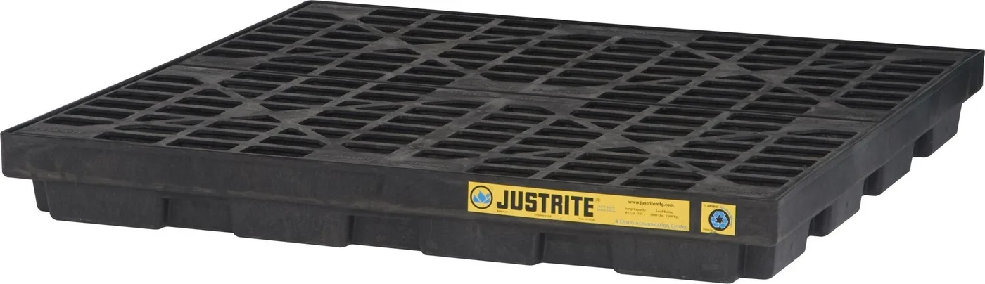 Topserw Auffangwanne für 4 Fässer mit einem Fassungsvermögen von 185 l, Abmessungen 1245 x 1245 x 140 mm