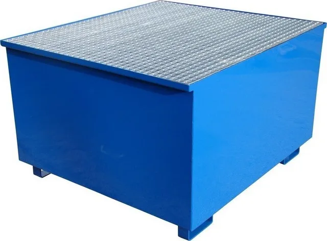 WiZ Stahl-Auffangwanne mit Gitterrost für 1 IBC-Behälter, Maße 1150 x 1300 x 780 mm
