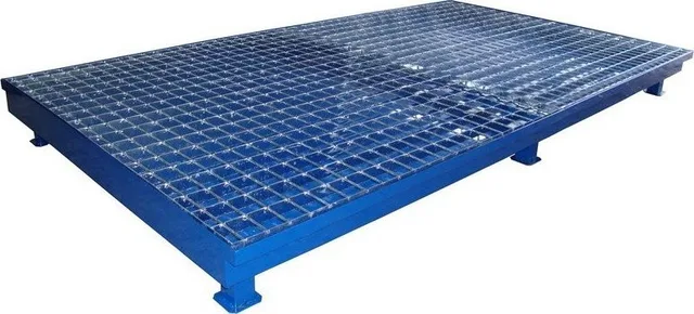 WiZ Stahl-Auffangwanne mit Gitterrost, Fassungsvermögen 300 l, Abmessungen 1300 x 2300 x 200 mm