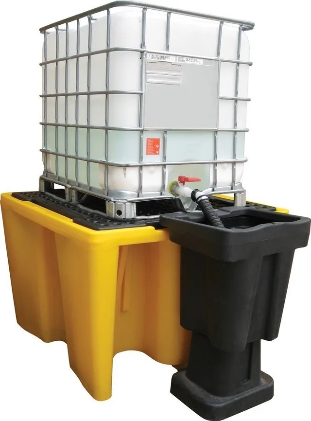 Topserw Auffangwanne mit einem Fassungsvermögen von 1120 l, für 1*IBC/KTC, Abmessungen 1450 x 1450 x 1000 mm (Farbe: Gelb)
