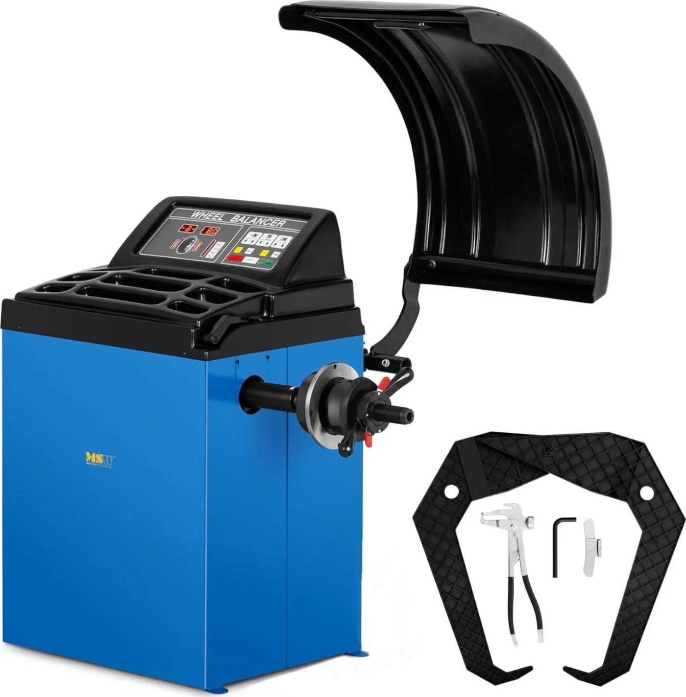 MSW Automatische Auswuchtmaschine für Auto- und Motorradräder bis 65 kg, Durchmesser 10–24 Zoll, LED