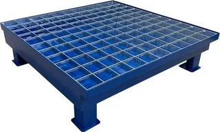 WiZ Stahl-Auffangwanne mit Gitterrost, Fassungsvermögen 50 l, Maße 740 x 740 x 200 mm