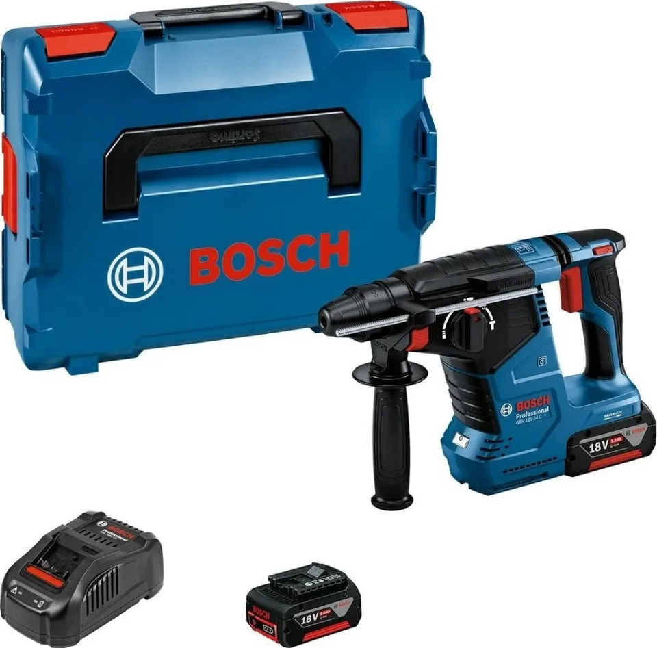 Bosch Akku-Bohrhammer GBH 18V-24 C Professional, 18 V (blau/schwarz, 2 Li-Ionen-Akkus à 5,0 Ah, Bluetooth,