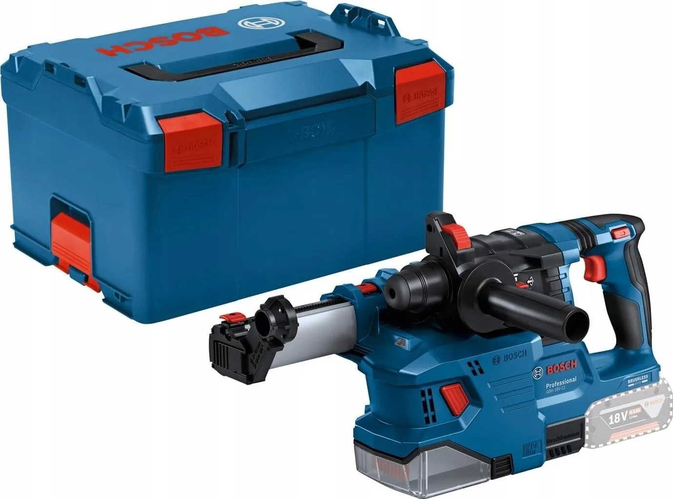 Bosch Professional GBH 18 V-22 18-V-Bohrhammer + GDE 18V-12 + BOX