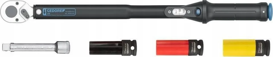 Gedore Gedore Drehmomentschlüssel TORCOFLEX UK Set, 1/2" (schwarz, inkl. 3 Aluminium-Felgensteckschlüssel)