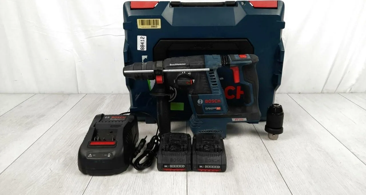 Bosch Akku-Bohrhammer GBH 18 V-26 F Professional, 18 Volt (blau/schwarz, L-BOXX, 2x Akku 5,0 Ah)