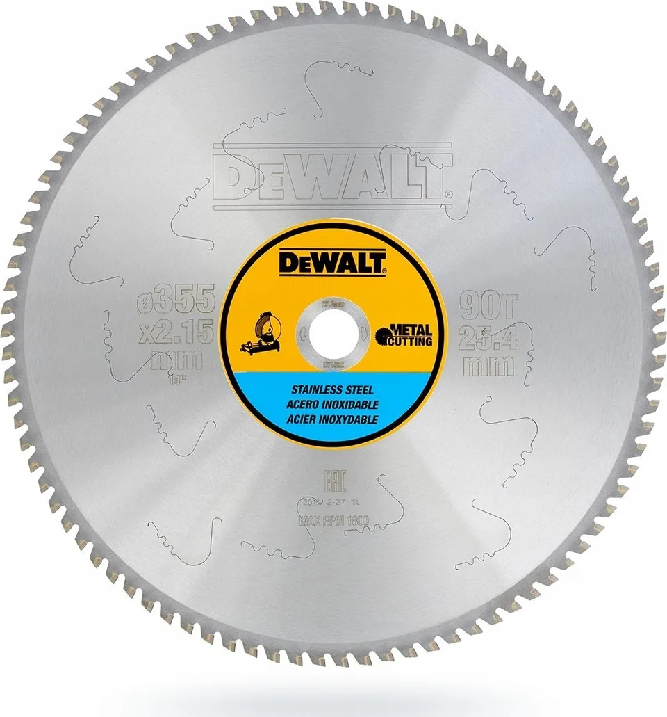 Dewalt HM-Metallsäge 355 x 25,4 mm, 90°, Edelstahl, 3–25 mm/