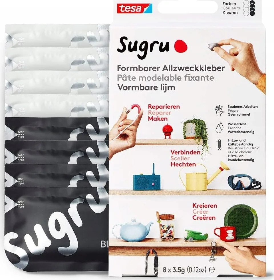 Tesa-Klebepistole tesa Sugru formbarer Allzweckkleber 8er-Pack Schwarz/Weiß