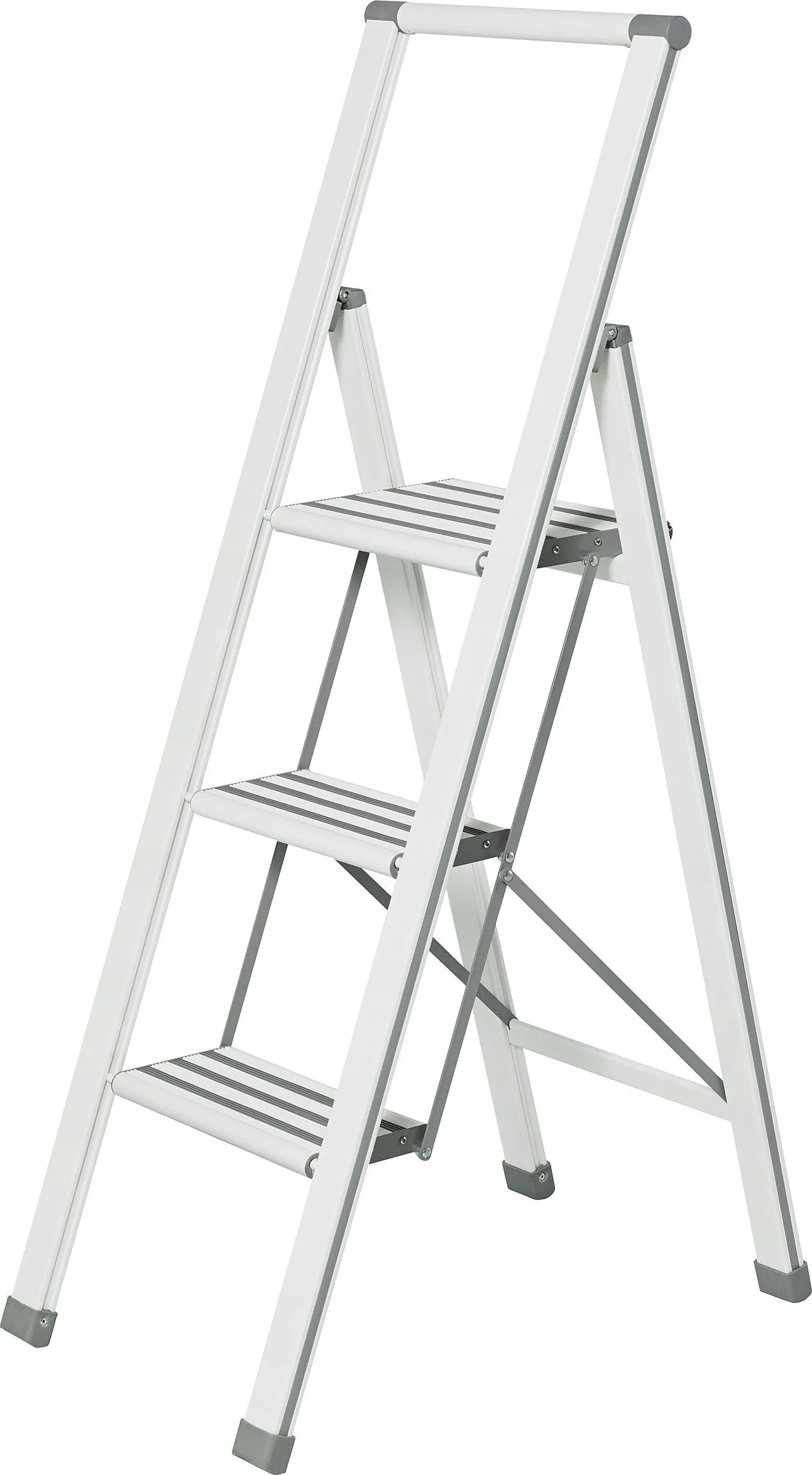WENKO Aluminiumleiter, 3-stufig – Farbe: Weiß, WENKO