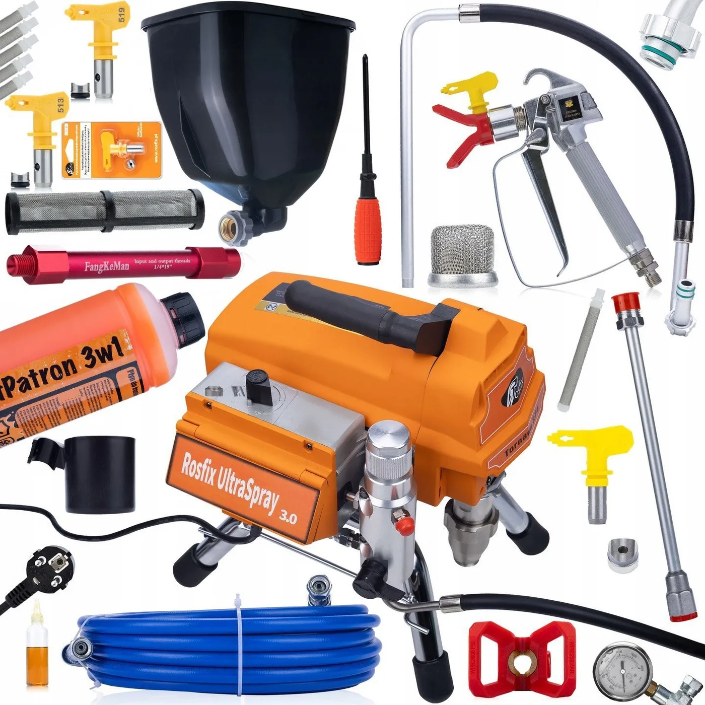 Rosfix PROFESSIONELLE HYDRODYNAMISCHE FARBSPRITZANLAGE 3000 W ROSFIX TORNADO RT4 HQ