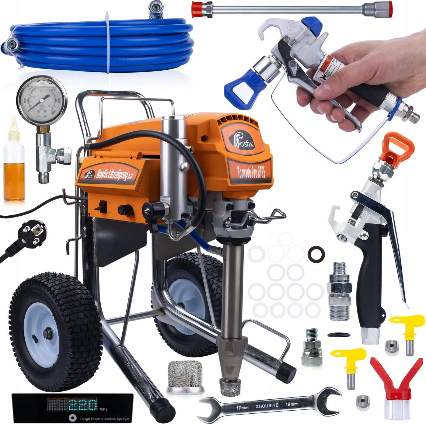 Rosfix SET: 4000-W-LACKIER- UND SPACHTELMASCHINE TORNADO RTR5 + HQ-SPRITZPISTOLE