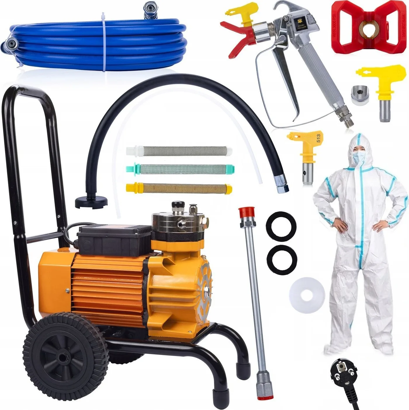 Rosfix SET: HYDRODYNAMISCHER FARBSPRITZAPPARAT ROSFIX 3500 W + ZUBEHÖR: FILTER UND DÜSEN