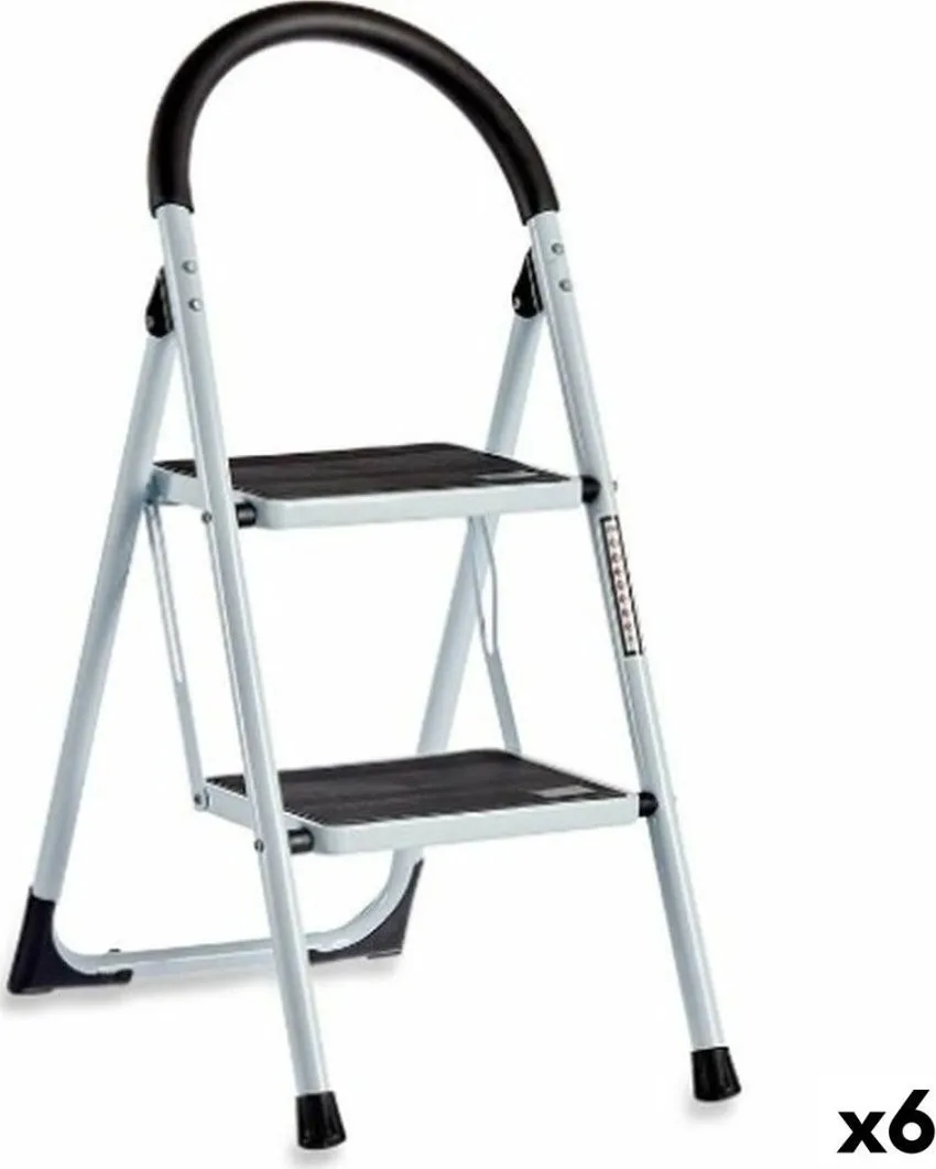 Kipit Klappleiter Weiß Schwarz Grau Metall 38 x 50 x 84 cm (6 Stück)