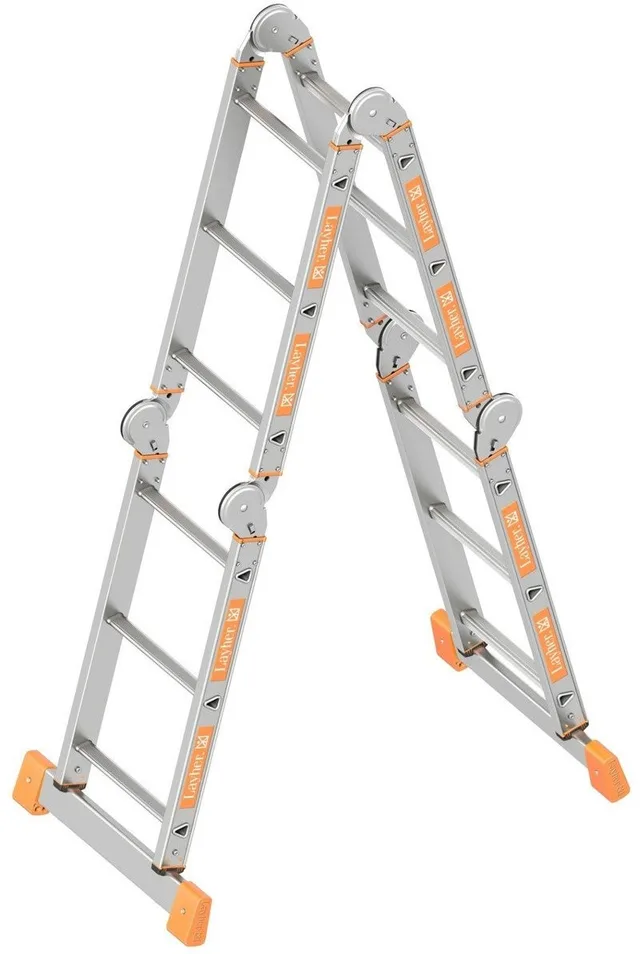 4-teilige LAYHER TOPIC1057/4x3-Leiter mit Arbeitsplattform