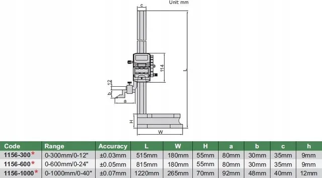 Insize DIGITALES HÖHENMESSGERÄT 0–300 MM MIT KURBEL