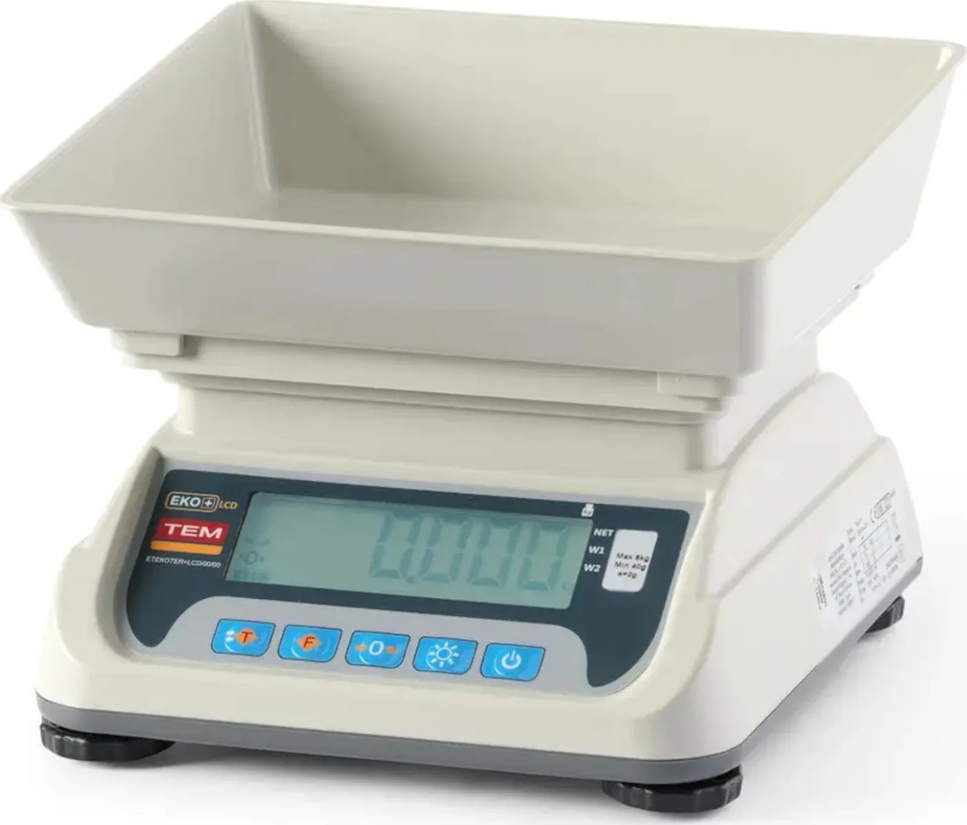 TEM Küchenwaage mit Eichzulassung M LCD RS232 ECO+ 15 kg / 5 g Küchenwaage mit Eichzulassung M LCD RS232 ECO+ 15 k
