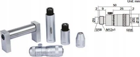 Insize 2-Punkt-Mikrometer-Innenmessgerät, 50–500 mm, Set