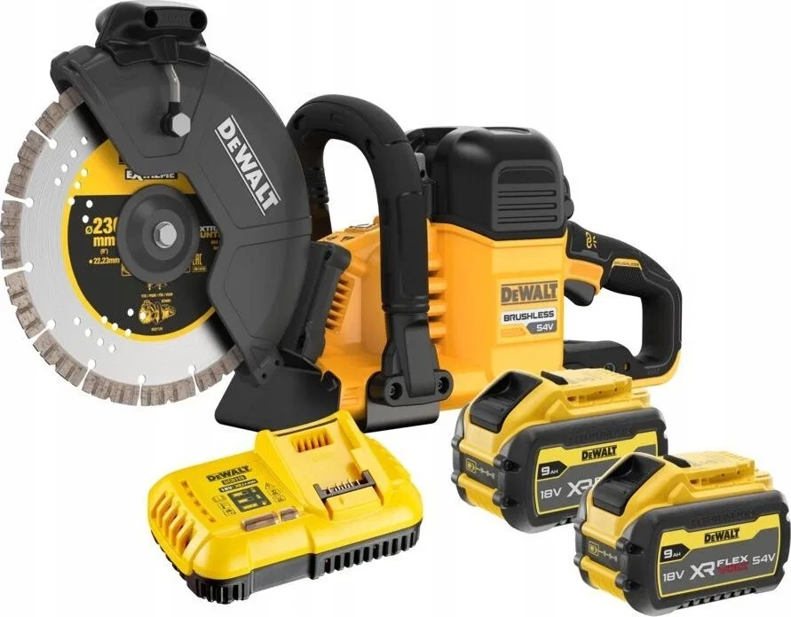 Dewalt 54 V XR FV 230-mm-Kapp- und Gehrungssäge, 2 × 9 Ah