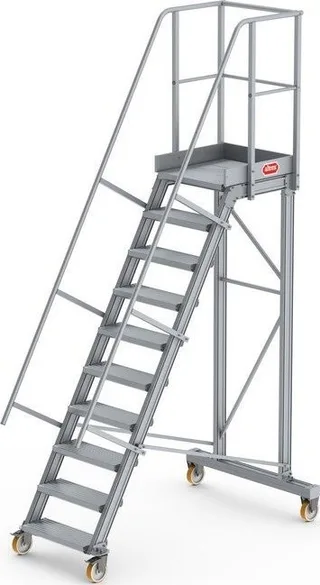Lero Mobile Arbeitsbühne aus Aluminium (Höhe 245 cm, 10 Stufen, 4 Räder)