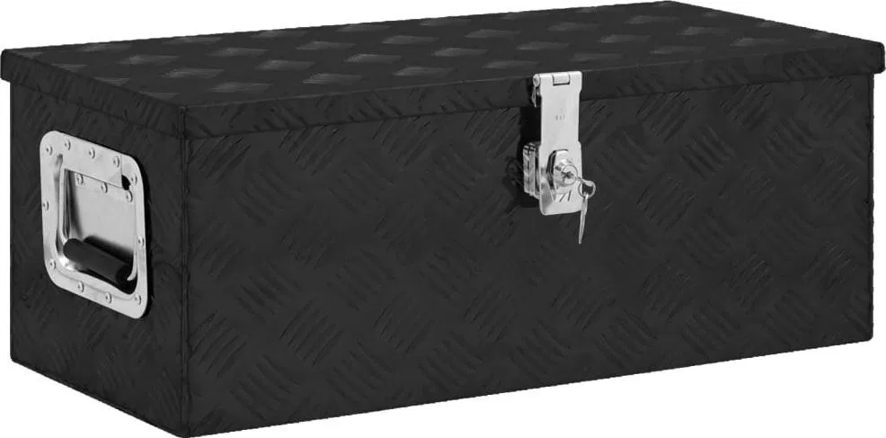 vidaXL Aufbewahrungskiste, schwarz, 70 x 31 x 27 cm, Aluminium