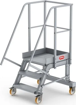 Lero Mobile Arbeitsbühne aus Aluminium (Höhe 74 cm, 3 Stufen, 4 Räder)