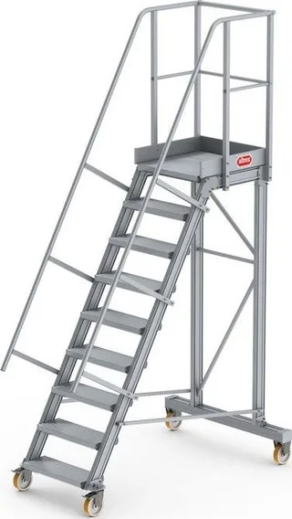 Lero Mobile Arbeitsbühne aus Aluminium (Höhe 221 cm, 9 Stufen, 4 Räder)