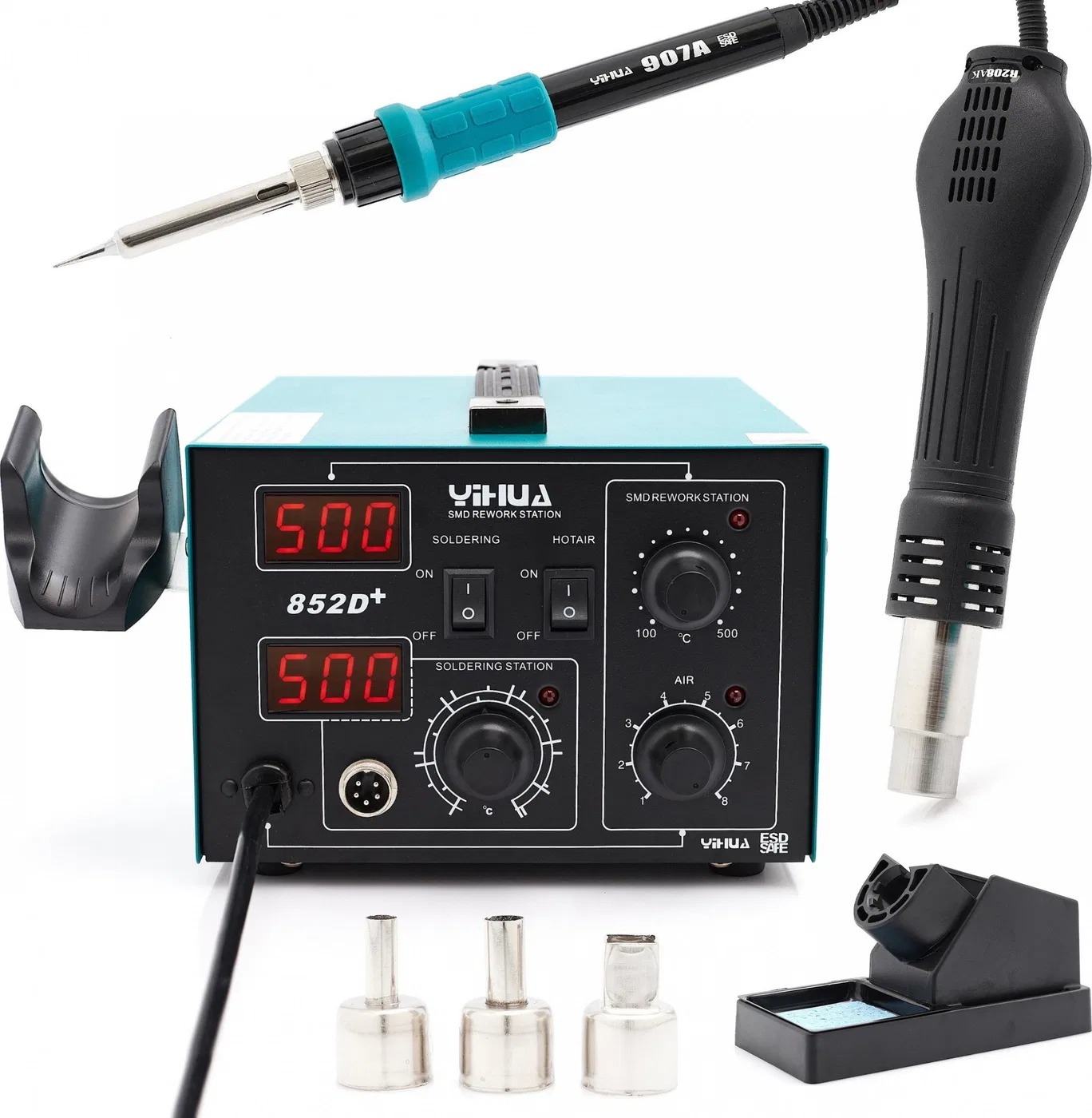 Techrebal Kunststoffschweißgerät 852D+ Set mit Bindemittel, Netz und Düsen