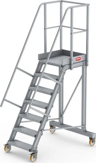 Lero Mobile Arbeitsbühne aus Aluminium (Höhe 172 cm, 7 Stufen, 4 Räder)