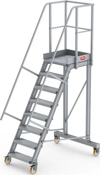 Lero Mobile Arbeitsbühne aus Aluminium (Höhe 196 cm, 8 Stufen, 4 Räder)