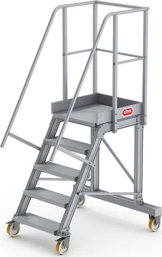 Lero Mobile Arbeitsbühne aus Aluminium (Höhe 123 cm, 5 Stufen, 4 Räder)
