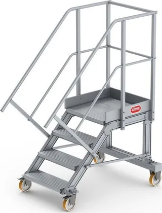 Lero Mobile Arbeitsbühne aus Aluminium (Höhe 98 cm, 4 Stufen, 4 Räder)