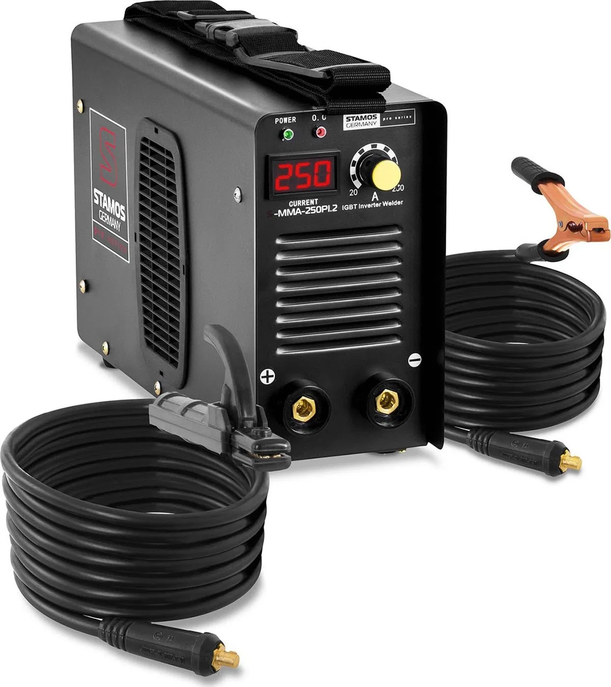Stamos Kompaktes, zuverlässiges IGBT-MMA-Schweißgerät mit LED-Anzeige, 250 A, 230 V, S-MMA-250PI.2