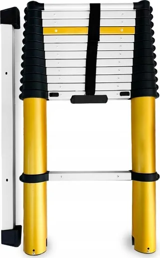 AWTools DRABEST Aluminium-Teleskopleiter, 13 Sprossen, 3,8 m, max. 150 kg