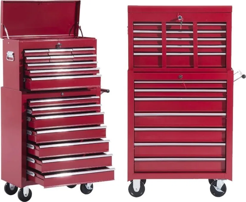 Pako Werkzeugwagen mit 16 Schubladen, 61,5 x 33 x 113 cm – Rot