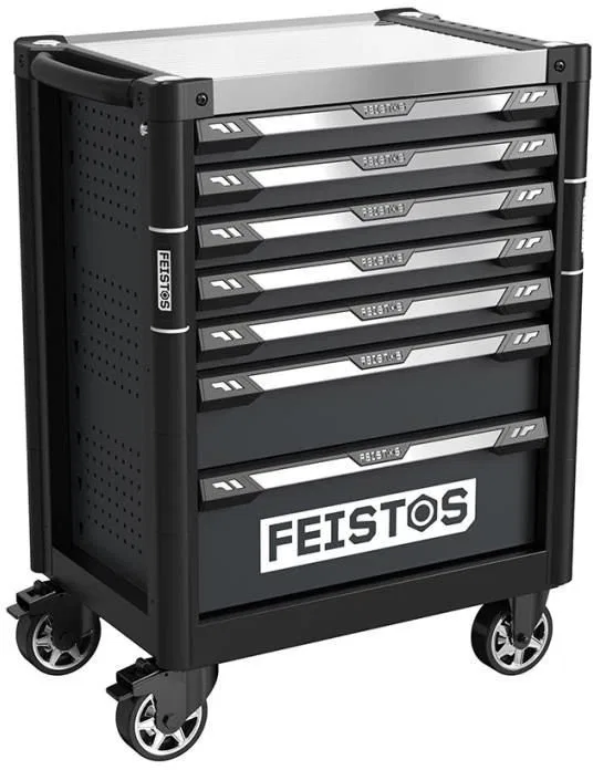 FEISTO Mento 3 Werkstattwagen mit 158 Teilen Schwarz Maße: 73 x 48 x 97 cm