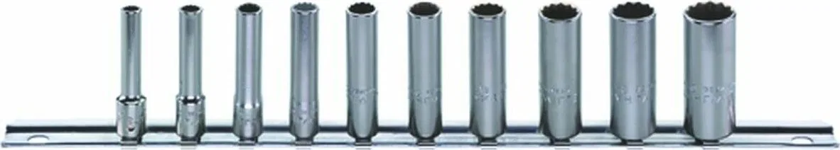 Stahlwille-Werkzeugset 1/4"-Steckschlüsseleinsatz-Set 40aDL auf einer STAHLWILLE-Leiste