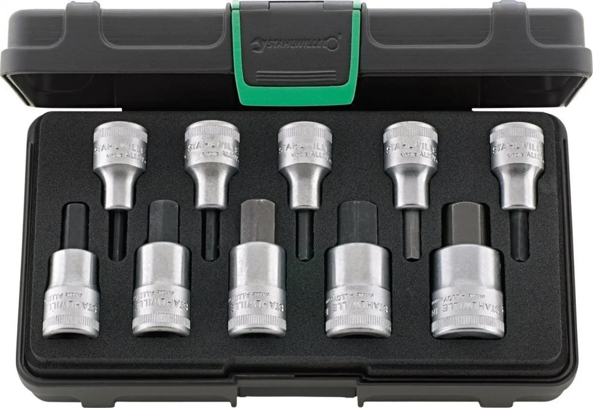 Werkzeugsatz von Stahlwille: 1/2"-INHEX-Werkzeugsatz, 4–19 mm, 10-teilig, im ABS-Koffer von STAHLWILLE
