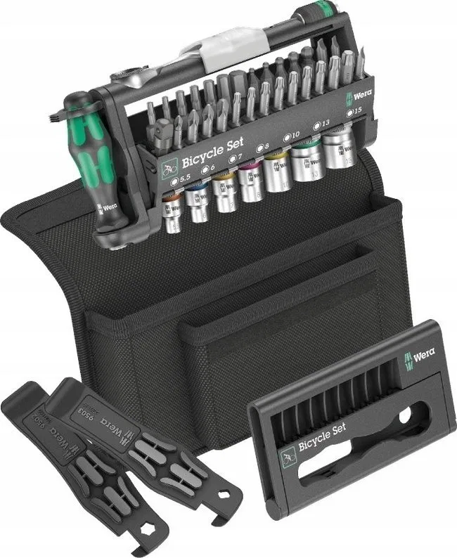 Werkzeugsatz Wera Wera Bicycle Set 3 A, 40-teilig (schwarz/grün, inklusive umkehrbarer Ratsche mit 1/4-Zoll-Aufnahme)