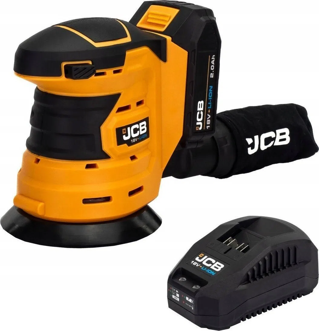 JCB-Schleifmaschine JCB EXZENTERSCHLEIFMASCHINE 18 V, 125 mm, 1 x 2,0 Ah, Tragetasche