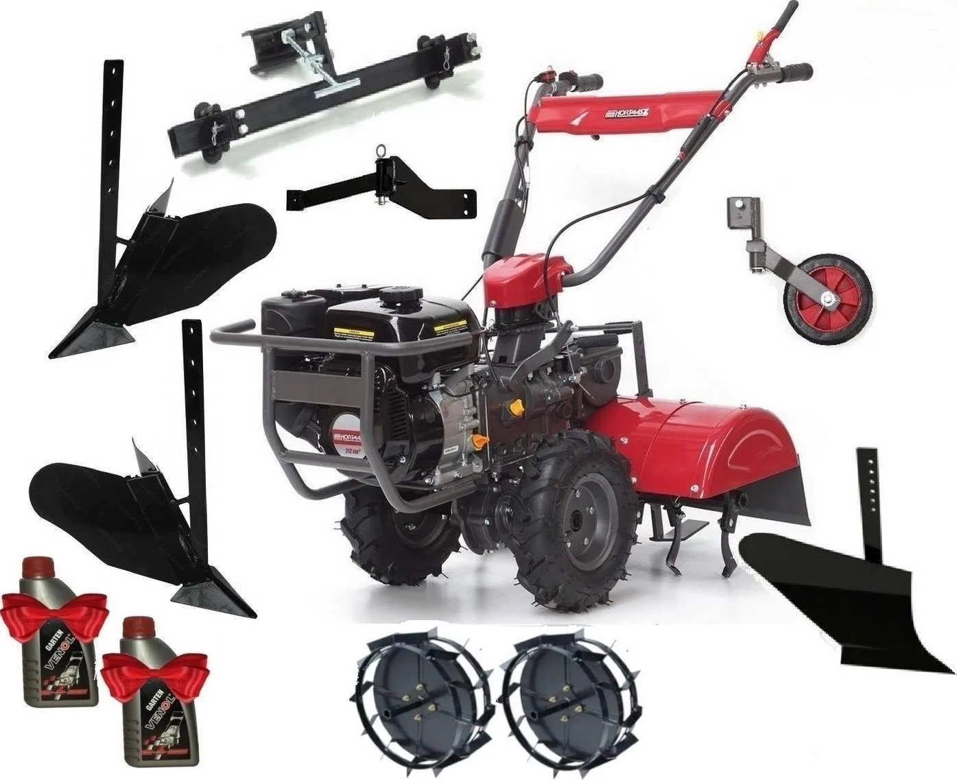 Triton-Motorhacke HGS X620N von HORTMASZ, benzinbetrieben mit Antrieb + 9-teiliges Zubehörset