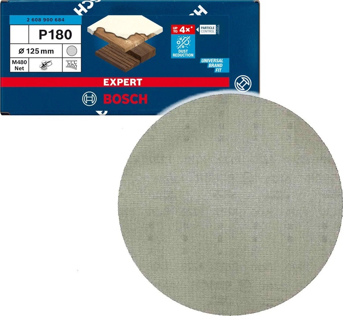 Bosch-Schleifmaschine Bosch Expert M480 Schleifblatt mit Netzstruktur, 125 mm, K180 (50 Stück, für Exzenterschleifer)