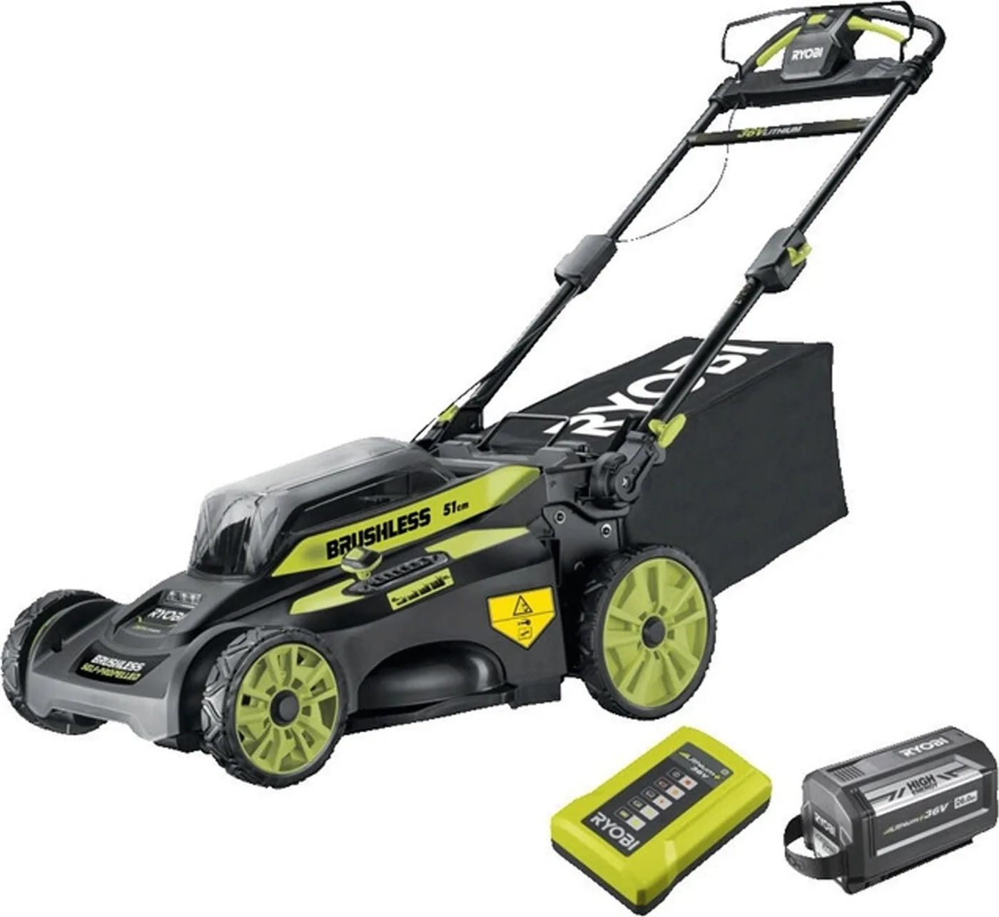 Ryobi RY36LMX51A-160 36-V-Akku-Rasenmäher mit bürstenlosem Motor