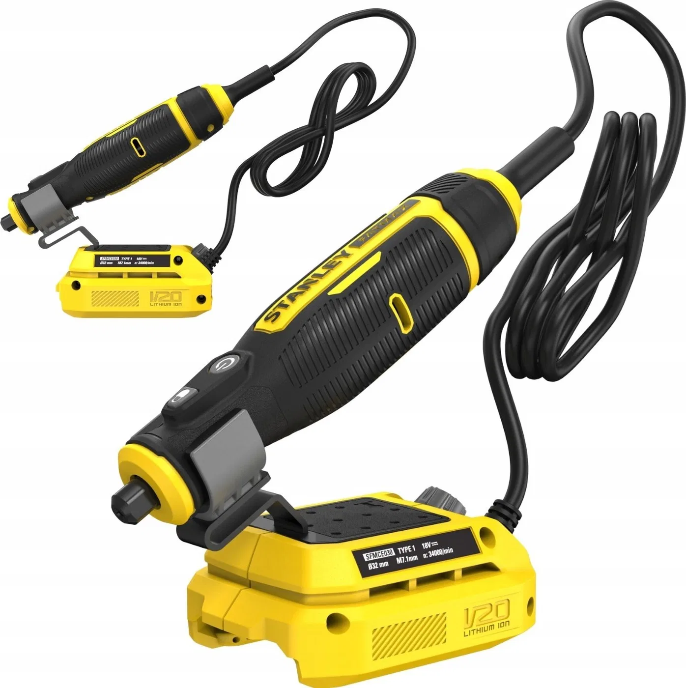 Stanley-Schleifmaschine: Akku-Mini-Schleif- und Graviermaschine mit 33-teiligem Zubehörset SFMCE030B-XJ