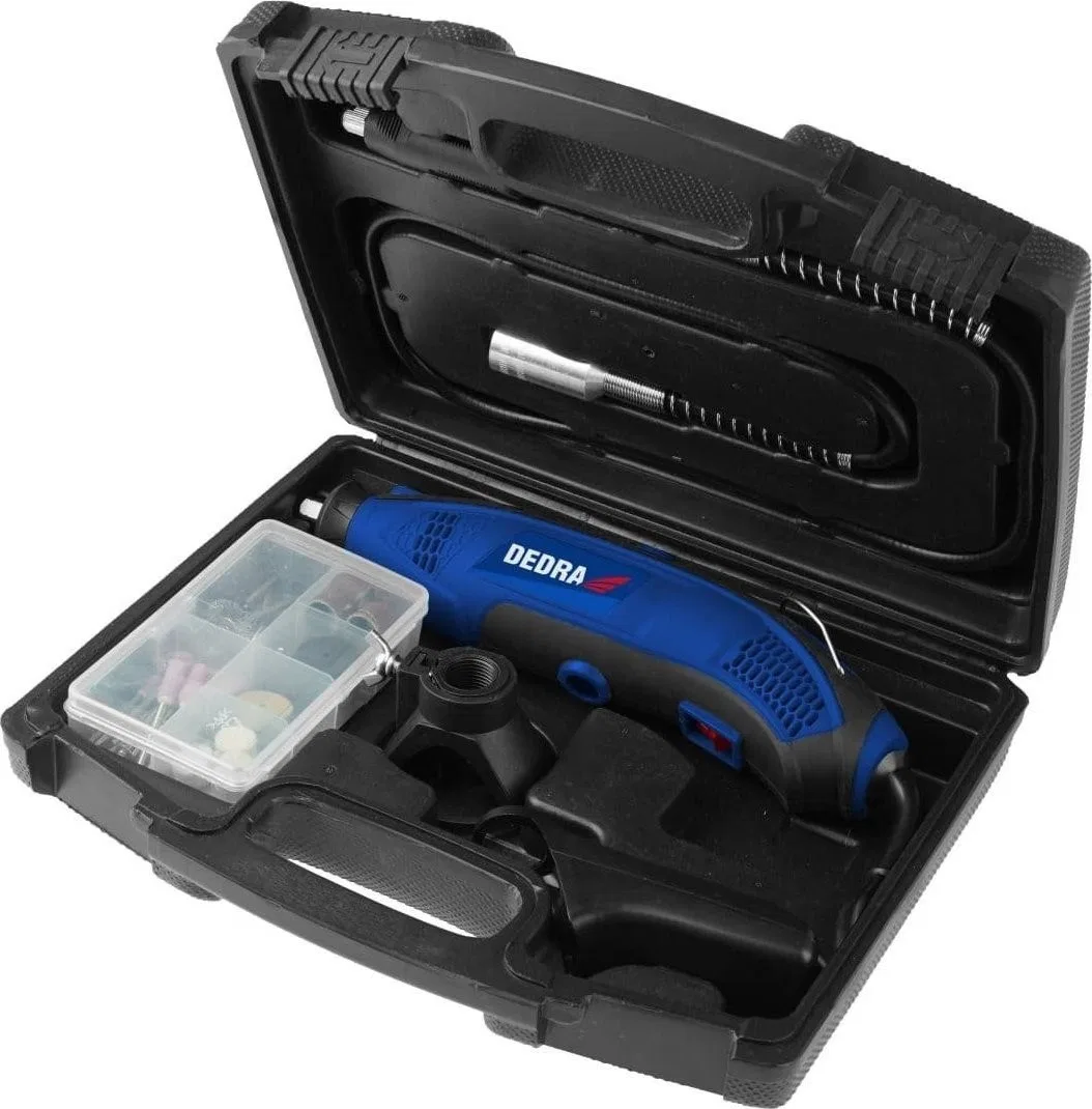 Dedra-Schleifmaschine, Mini-Schleifmaschine 170 W – Set mit 44 Zubehörteilen, Koffer