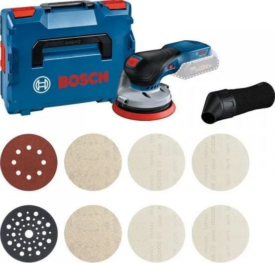 Bosch Akku-Exzenterschleifer GEX 18V-125 Professional + M480 Starter-Set (blau/schwarz, ohne Akku und Ladegerät)