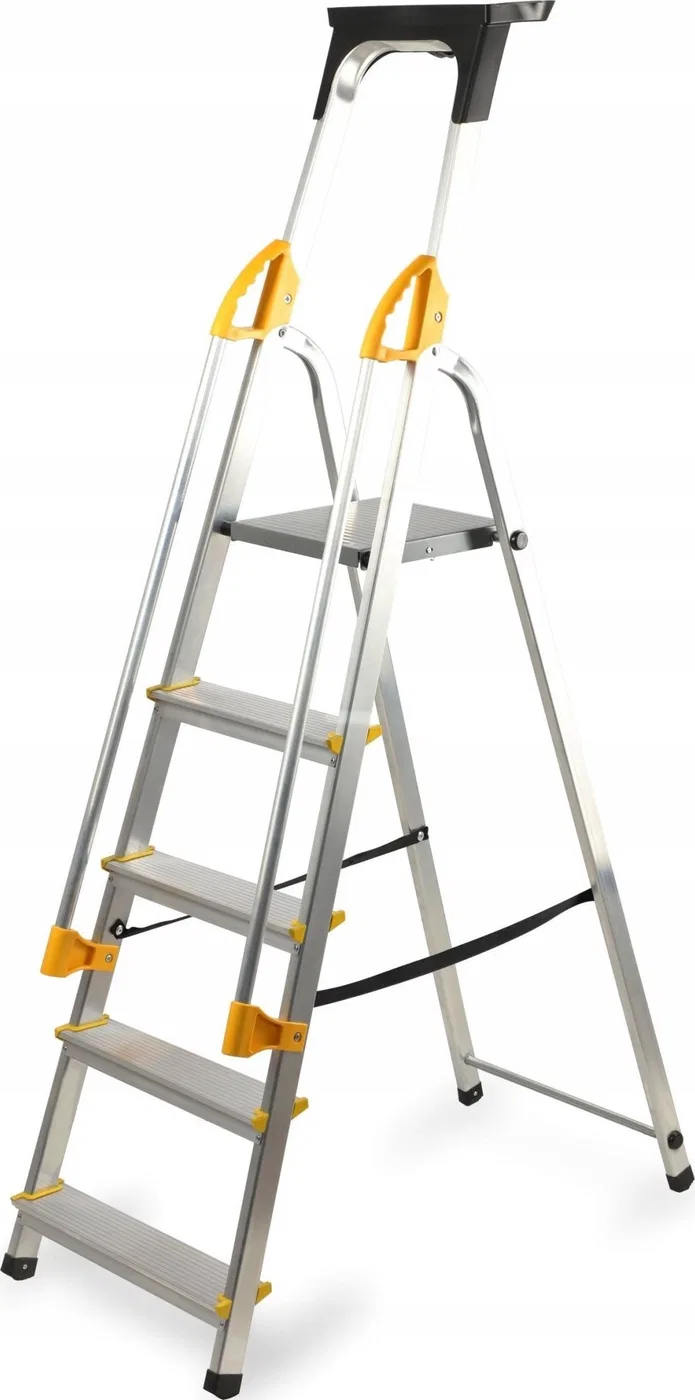 Kadax KADAX Haushaltsleiter mit 5 Sprossen und Handläufen, Tragkraft 150 kg