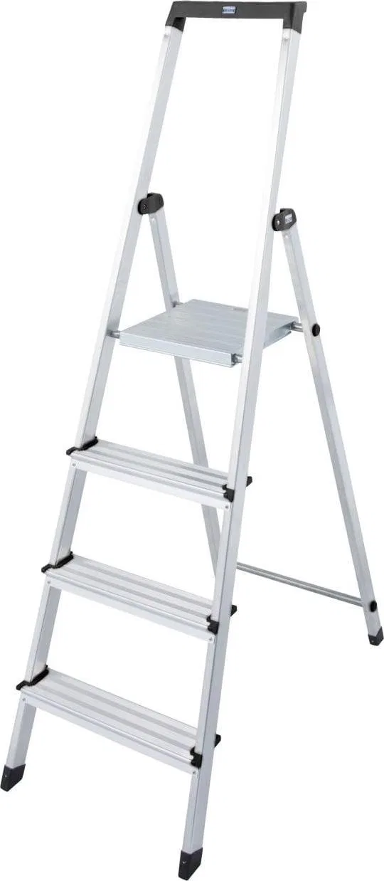 Krause Solidy Einseitige freistehende Aluminiumleiter, 4 Sprossen (126221)