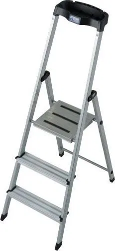 Krause Safety Einseitige freistehende Aluminiumleiter, 3-stufig (126313)